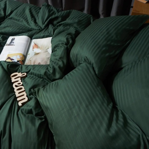 Фото - Комплект постельного белья Moon&Star Satin Stripe «Mystic Green» King Size 220x240 нав. 4х50х70 (MS-820008613)