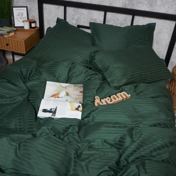 Фото - Комплект постельного белья Moon&Star Satin Stripe «Mystic Green» King Size 220x240 нав. 4х50х70 (MS-820008613)