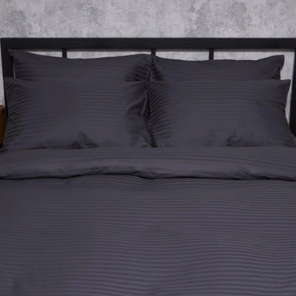 Фото - Комплект постельного белья Moon&Star Satin Stripe «Dark Serenity» King Size 220x240 нав. 4х70х70 (MS-820008579)
