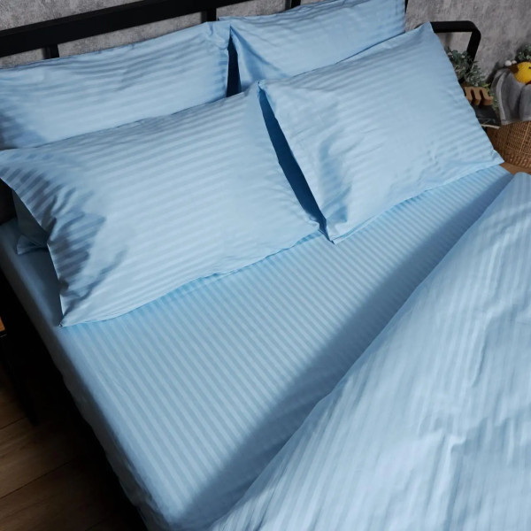 Фото - Комплект постельного белья Moon&Star Satin Stripe «Ocean Calm» King Size 220x240 нав. 2х70х70 (MS-820008647)