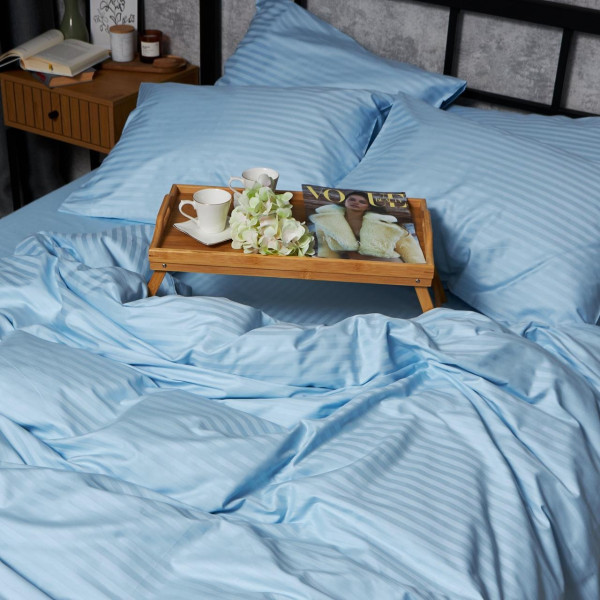 Фото - Комплект постільної білизни Moon&Star Satin Stripe Ocean Calm 160х220 нав. 2х50х70 (MS-820008666)