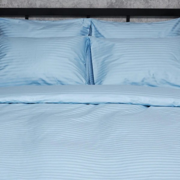 Фото - Комплект постільної білизни Moon&Star Satin Stripe «Ocean Calm» King Size 220x240 нав. 2х50х70 (MS-820008646)