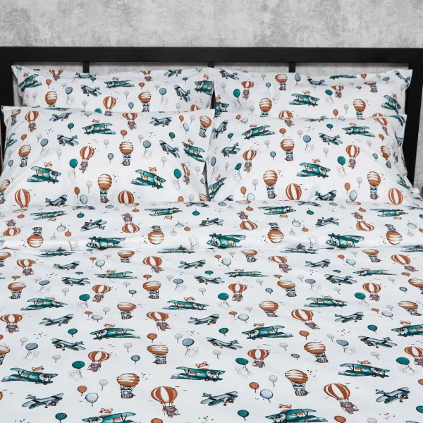 Фото - Комплект постільної білизни дитячий Moon&Star 110х140 нав. 2х40х60 Cloud Adventures Бязь Gold Люкс (MS-830000229)