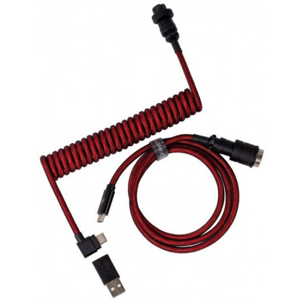 Фото - Кабель синхронізації даних Keychron Type-A/Type-C Premium Coiled Aviator Cable-Angled Red (CAB4_KEYCHRON)