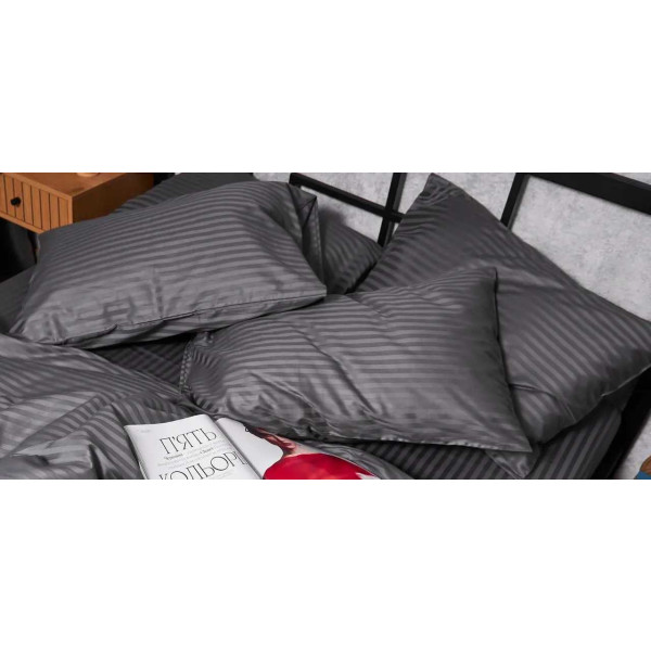 Фото - Наволочка Moon&Star Satin Stripe Stripe Black 60х60 см 2 шт. (MS-840000400)