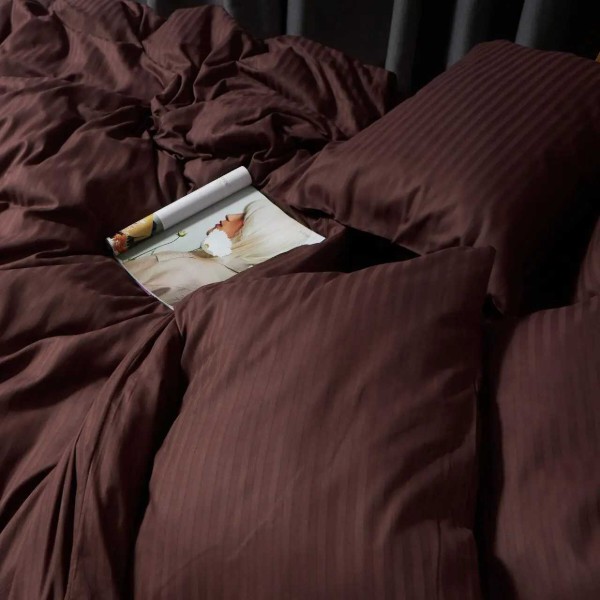 Фото - Наволочка Moon&Star Satin Stripe Warm Espresso 40х60 2 шт (MS-840001267)
