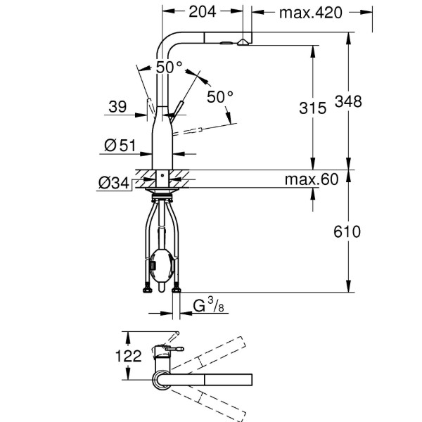 Фото - Кухонний змішувач Grohe Accent Ohm L Dual Spray Суперсталь (30432DC0)