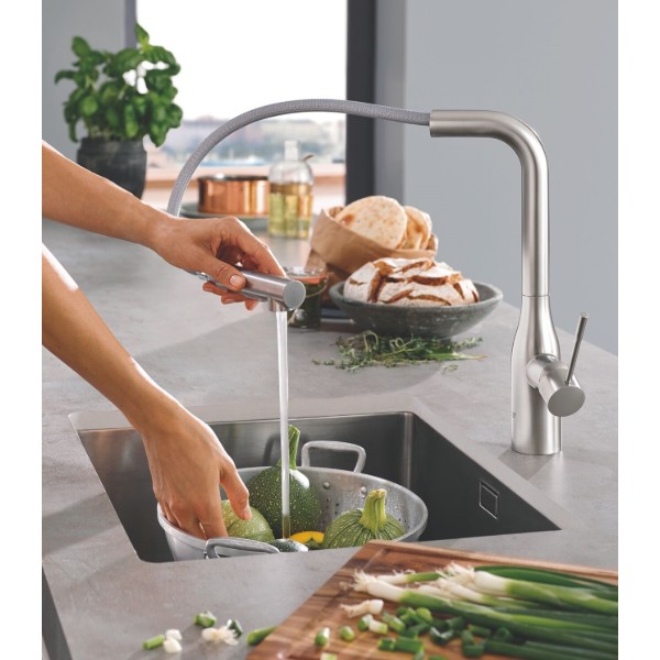 Фото - Кухонний змішувач Grohe Accent Ohm L Dual Spray Суперсталь (30432DC0)