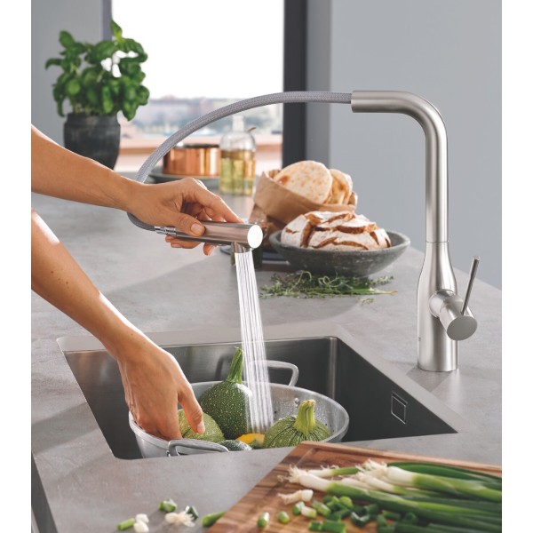 Фото - Кухонний змішувач Grohe Accent Ohm L Dual Spray Суперсталь (30432DC0)