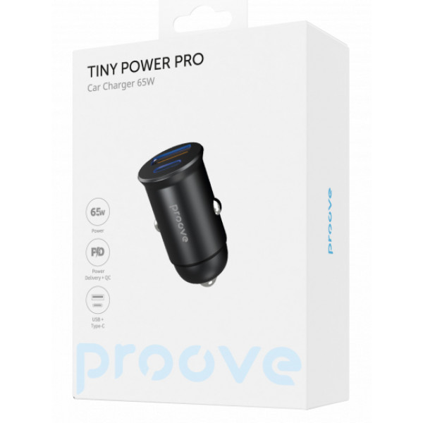Фото - Автомобильное зарядное устройство Proove Tiny Power Pro 65W (USB + Type-C) Black