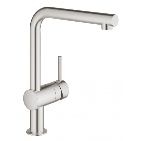Фото - Смеситель кухонный Grohe Accent Ohm L Pull Суперсталь (30436DC0)