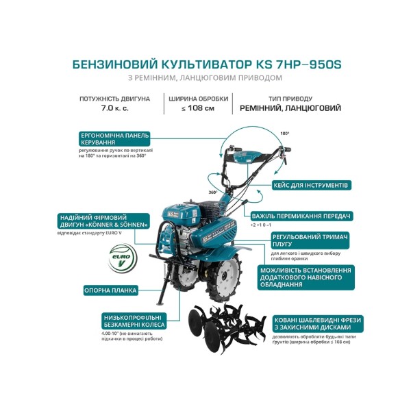 Фото - Культиватор бензиновый Konner&Sohnen KS 7HP-950S