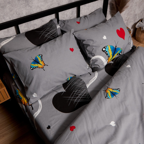 Фото - Комплект постільної білизни Moon&Star Бязь Gold Люкс Butterfly Love 143х210 см нав. 2х40х60 (MS-820008870)