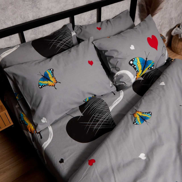 Фото - Комплект постільної білизни Moon&Star Бязь Gold Люкс Butterfly Love 200х220 нав. 2х50х70 (MS-820008866)