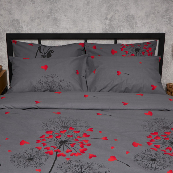 Фото - Комплект постільної білизни Moon&Star Бязь Gold Люкс Dandelion Lov King Size 220x240 нав. 4х70х70 (MS-820009104)