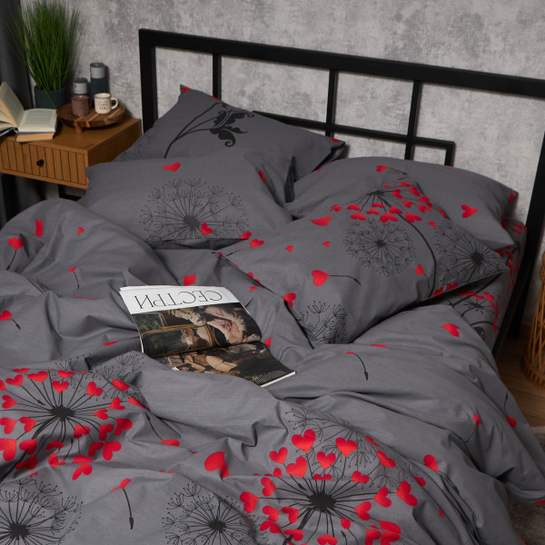 Фото - Комплект постільної білизни Moon&Star Бязь Gold Люкс Dandelion Lov King Size 220x240 нав. 4х70х70 (MS-820009104)