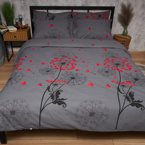 Фото - Комплект постільної білизни Moon&Star Бязь Gold Люкс Dandelion Lov King Size 220x240 нав. 4х70х70 (MS-820009104)