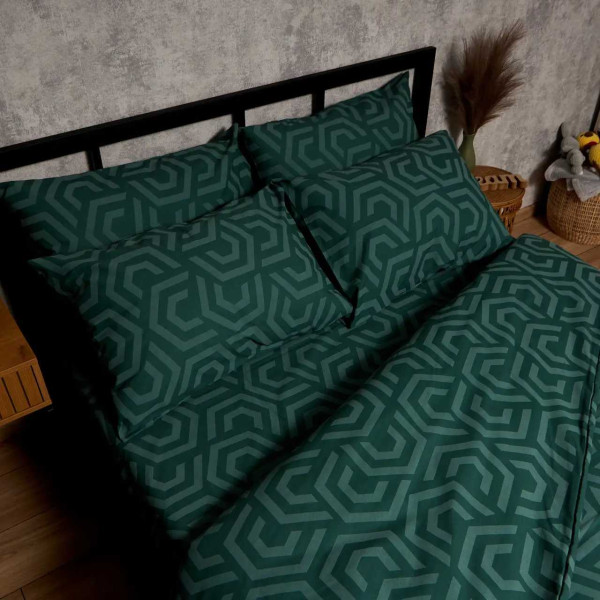 Фото - Комплект постільної білизни Moon&Star Бязь Gold Люкс Emerald Maze 143х210 нав. 4х50х70 (MS-820009153)