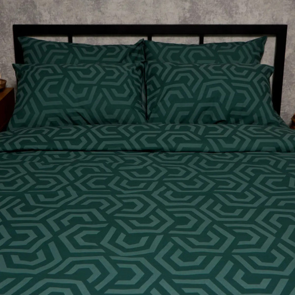 Фото - Комплект постільної білизни Moon&Star Бязь Gold Люкс Emerald Maze 160х220 (MS-820009155)