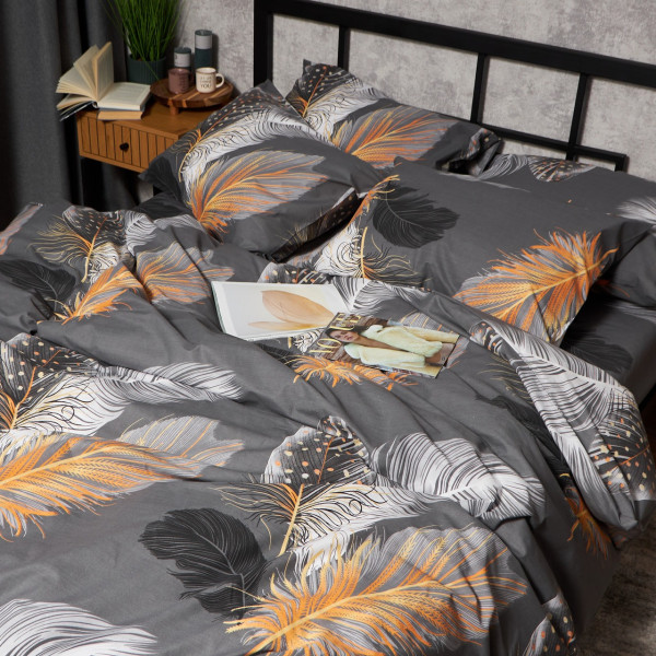 Фото - Комплект постільної білизни Moon&Star Бязь Gold Люкс Mystic Feathers 175х210 нав. 4х70х70 (MS-820009494)
