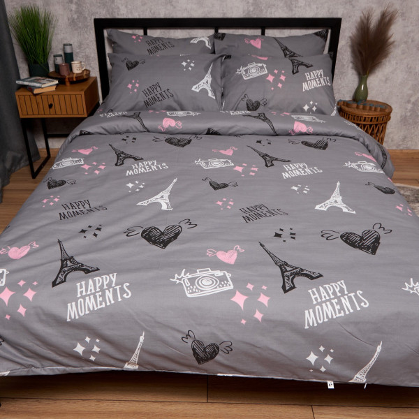 Фото - Комплект постільної білизни Moon&Star Бязь Gold Люкс Paris Moments 175х210 нав. 4х70х70 (MS-820009564)