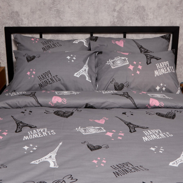 Фото - Комплект постільної білизни Moon&Star Бязь Gold Люкс Paris Moments 175х210 нав. 4х70х70 (MS-820009564)