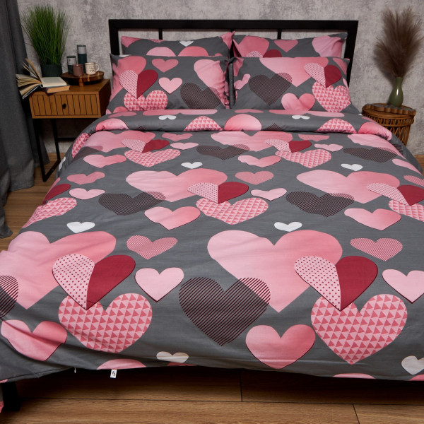 Фото - Комплект постільної білизни Moon&Star Бязь Gold Люкс Blush Love King Size 220x240 нав. 2х40х60 (MS-820008785)