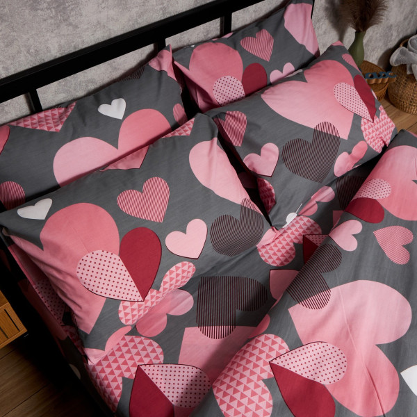 Фото - Комплект постільної білизни Moon&Star Бязь Gold Люкс Blush Love King Size 220x240 нав. 2х40х60 (MS-820008785)