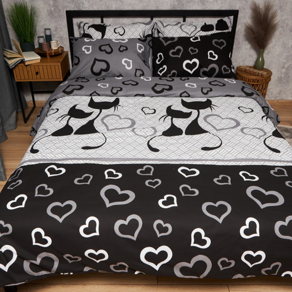 Фото - Комплект постільної білизни Moon&Star Бязь Gold Люкс Feline Romance 175х210 нав. 2х40х60 (MS-820009210)