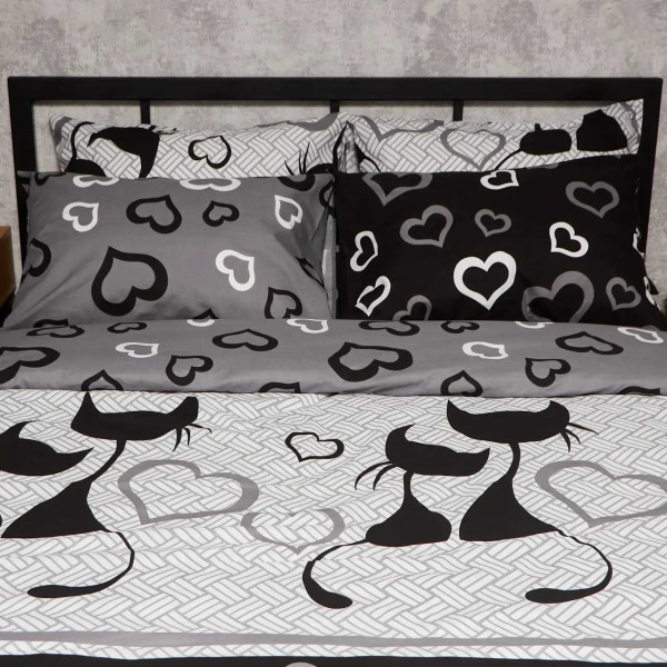 Фото - Комплект постільної білизни Moon&Star Бязь Gold Люкс Feline Romance 175х210 нав. 2х50х70 (MS-820009211)