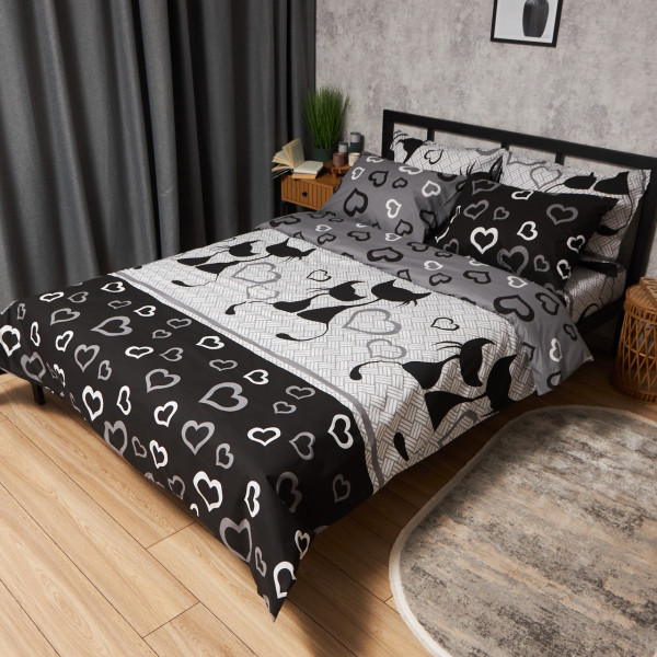 Фото - Комплект постільної білизни Moon&Star Бязь Gold Люкс Feline Romance 175х210 нав. 2х40х60 (MS-820009210) Фото - Комплект постільної білизни Moon&Star Бязь Gold Люкс Feline Romance 175х210 нав. 2х40х60 (MS-820009210)