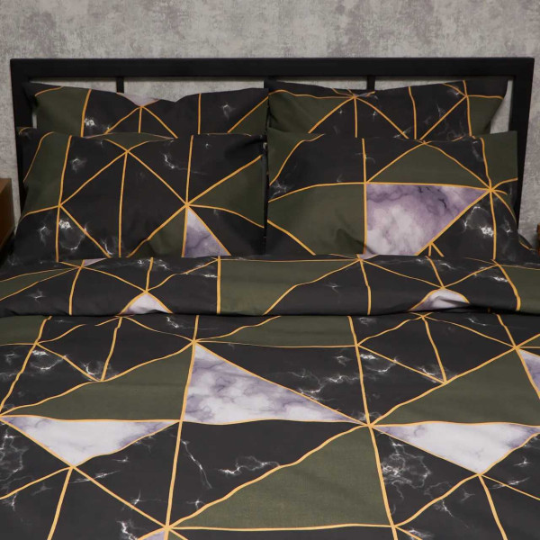 Фото - Комплект постільної білизни Moon&Star Мікросатин Premium Golden Marble King Size 220x240 нав. 2х50х70 (MS-820009906)