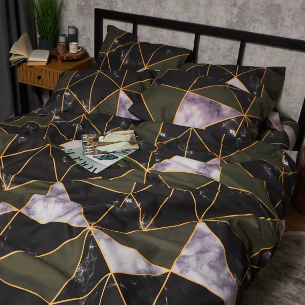 Фото - Комплект постільної білизни Moon&Star Мікросатин Premium Golden Marble King Size 220x240 нав. 2х50х70 (MS-820009906)