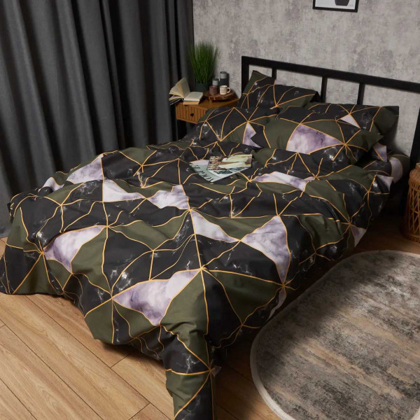 Фото - Комплект постільної білизни Moon&Star Мікросатин Premium Golden Marble 143х210 нав. 2х50х70 (MS-820009921)