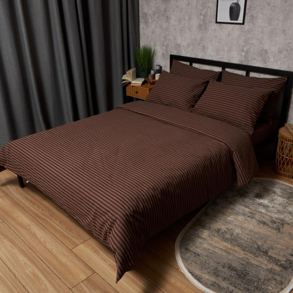 Фото - Комплект постільної білизни Moon&Star Бязь Gold Люкс Espresso Lines King Size 220x240 нав. 4х70х70 (MS-820009174)