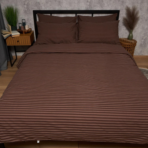 Фото - Комплект постільної білизни Moon&Star Бязь Gold Люкс Espresso Lines King Size 220x240 нав. 2х70х70 (MS-820009172)