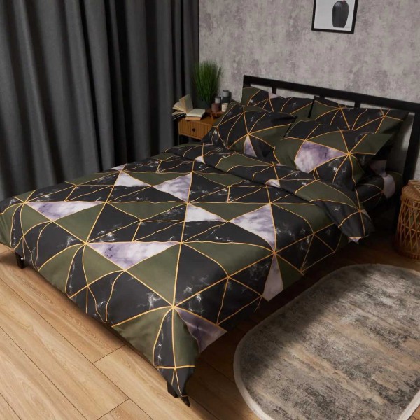 Фото - Комплект постільної білизни Moon&Star Мікросатин Premium Golden Marble 175х210 нав. 2х70х70 (MS-820009912)