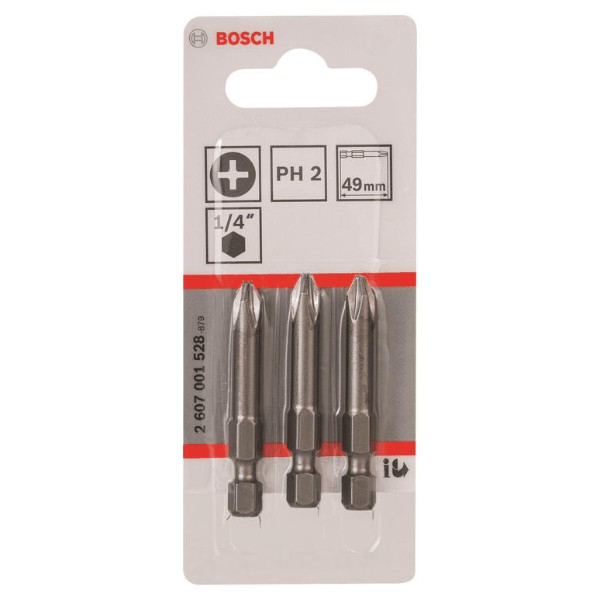 Фото - Набір біт для викрутки Bosch Extra-Hart PH2 49 мм 3 шт. (2.607.001.528) Фото - Набір біт для викрутки Bosch Extra-Hart PH2 49 мм 3 шт. (2.607.001.528)
