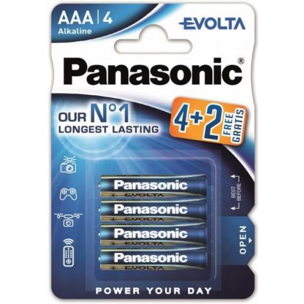 Фото - Батарейка тип AAA Panasonic EVOLTA AAA BLI(4+2) ALKALINE
