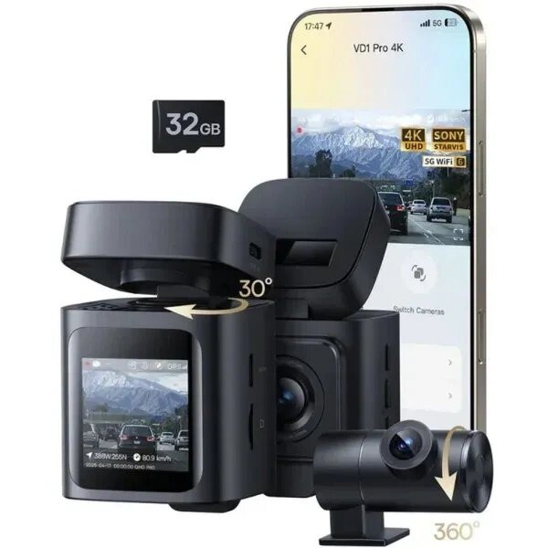 Фото - Відеореєстратор Baseus PrimeTrip VD1 Pro Dash Cam 4K+1080p Lithium battery version Cosmin Black (C0119800)