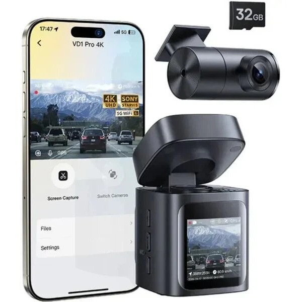 Фото - Відеореєстратор Baseus PrimeTrip VD1 Pro Dash Cam 4K+1080p Lithium battery version Cosmin Black (C0119800)