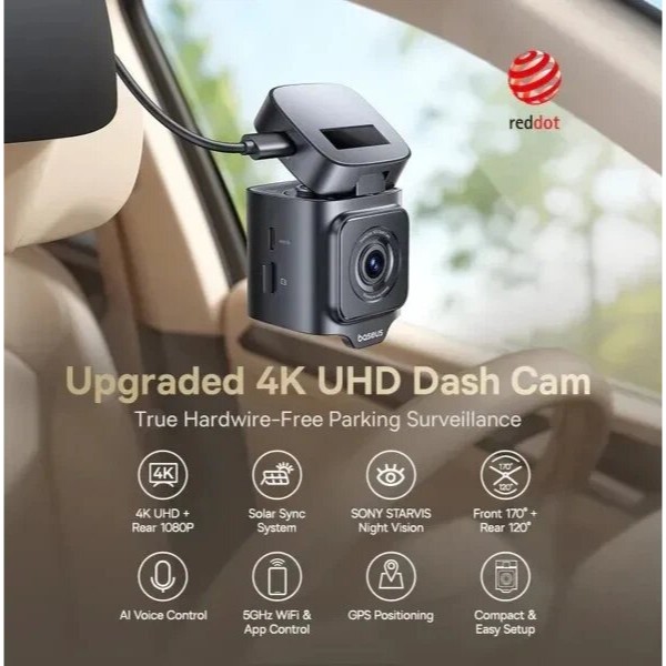Фото - Відеореєстратор Baseus PrimeTrip VD1 Pro Dash Cam 4K+1080p Lithium battery version Cosmin Black (C0119800)