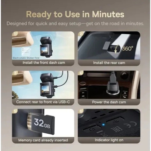 Фото - Відеореєстратор Baseus PrimeTrip VD1 Pro Dash Cam 4K+1080p Lithium battery version Cosmin Black (C0119800)