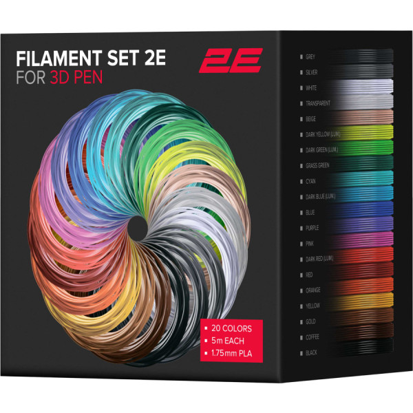 Фото - 3D пластик 2E для 3D ручки PLA, 1.75мм, 20 шт, микс 5 м (2E-SL-BH005) Фото - 3D пластик 2E для 3D ручки PLA, 1.75мм, 20 шт, микс 5 м (2E-SL-BH005)