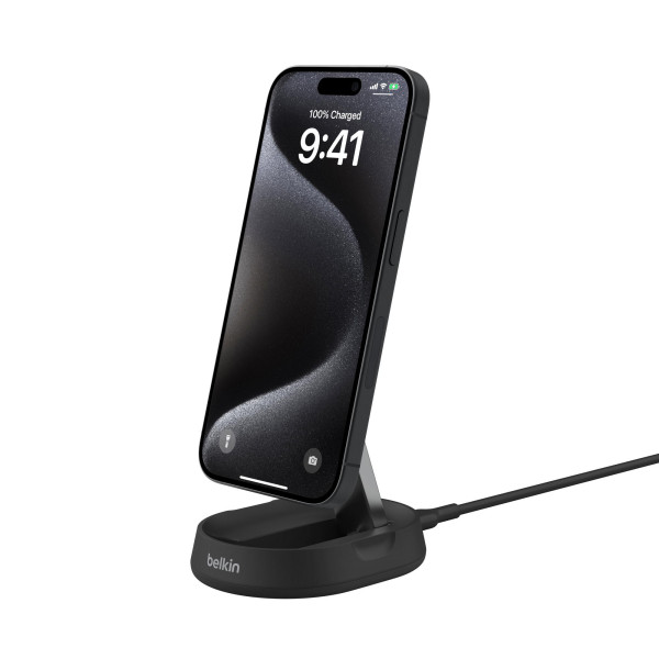 Фото - Бездротовий зарядний пристрій Belkin 15Вт Magnetic Stand Qi2 Black (WIA008BTBK)