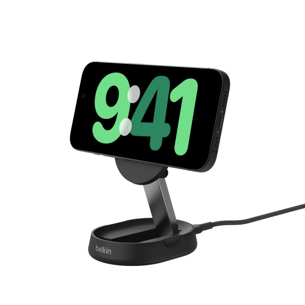 Фото - Бездротовий зарядний пристрій Belkin 15Вт Magnetic Stand Qi2 Black (WIA008BTBK)