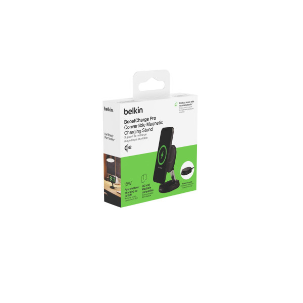 Фото - Бездротовий зарядний пристрій Belkin 15Вт Magnetic Stand Qi2 Black (WIA008BTBK)