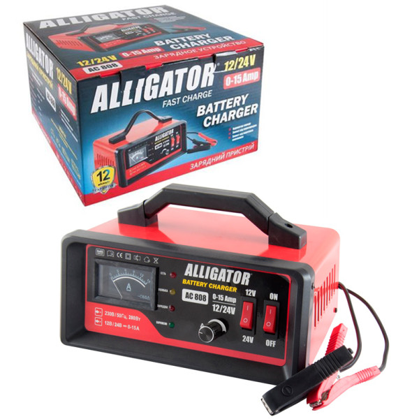 Фото - Пускозарядний пристрій ALLIGATOR 15А 12/24V (AC808)