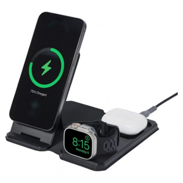 Фото - Бездротовий зарядний пристрій UAG 3в1 Travel Charger, Black/Grey (9B4412114030)