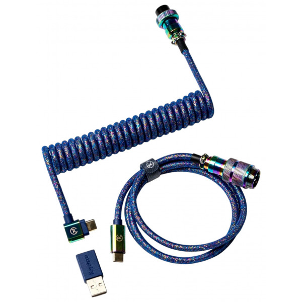 Фото - Кабель синхронізації даних Keychron USB-A/USB-C > USB-C 1.08m Type-C, Premium Coiled Aviator Blue (CAB8_KEYCHRON)
